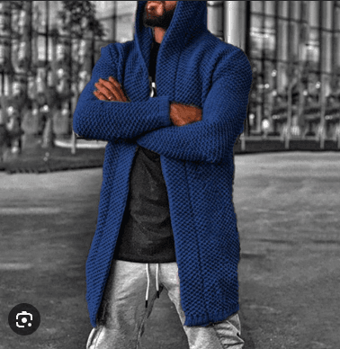 Men's Longline Textured Knit Cardigan